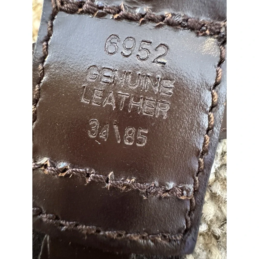 Vintage Brown Leather Woven Belt Men's Size 34